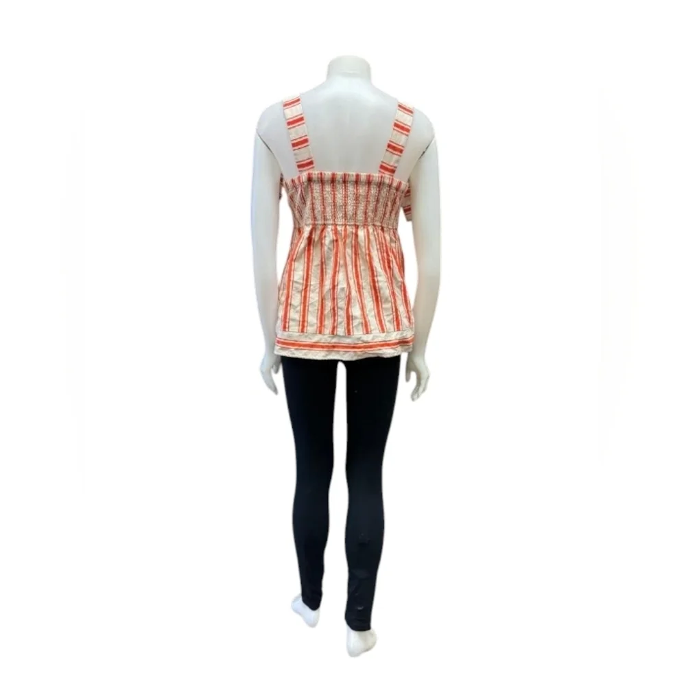 Cabi NWT Brunch Top Orange/Creme Size Small Linen Blend - Picture 3 of 12